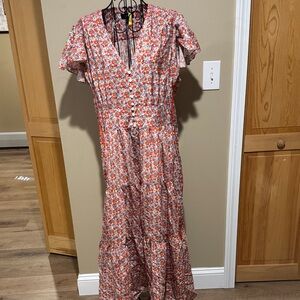 ME+EM Red and White Floral Maxi Dress